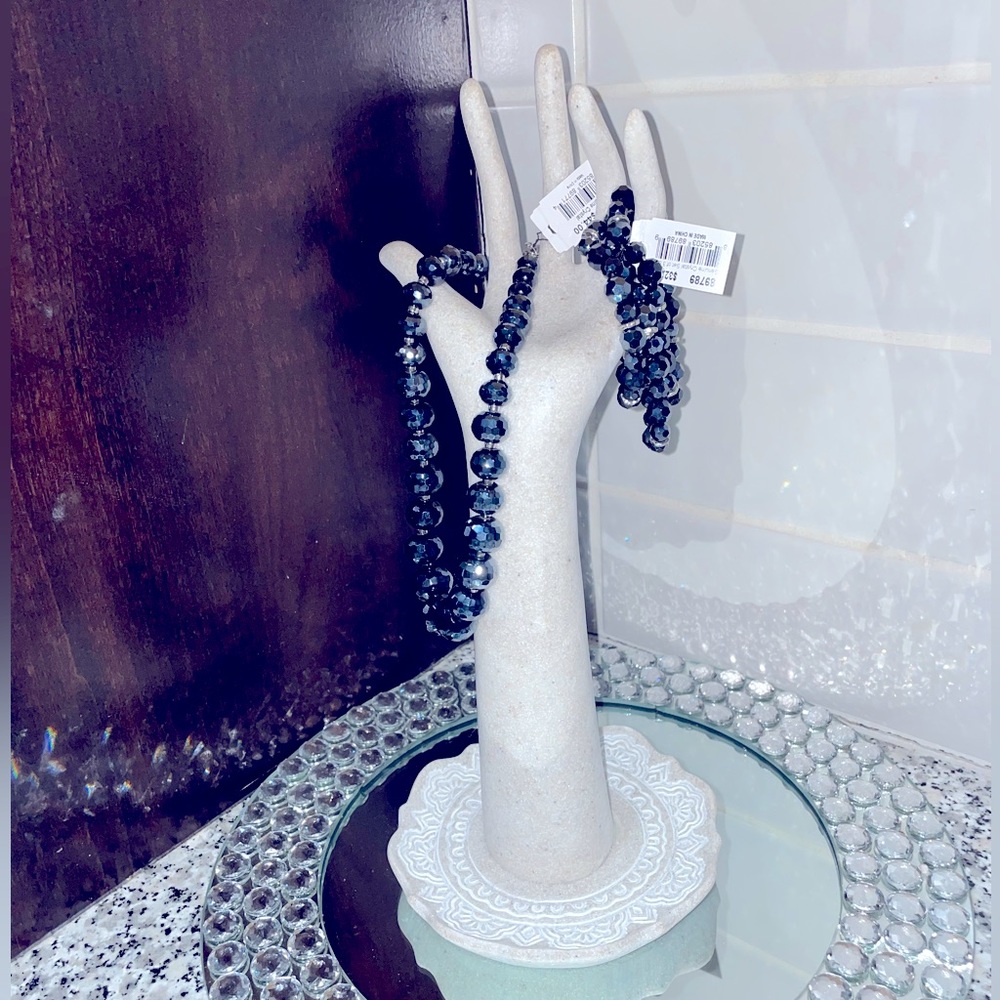 Royal blue bling necklace and bracelet